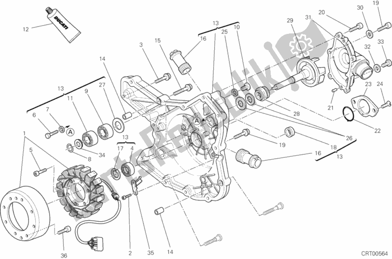 Alle onderdelen voor de Generator Deksel van de Ducati Multistrada 1200 S Touring D-air 2014